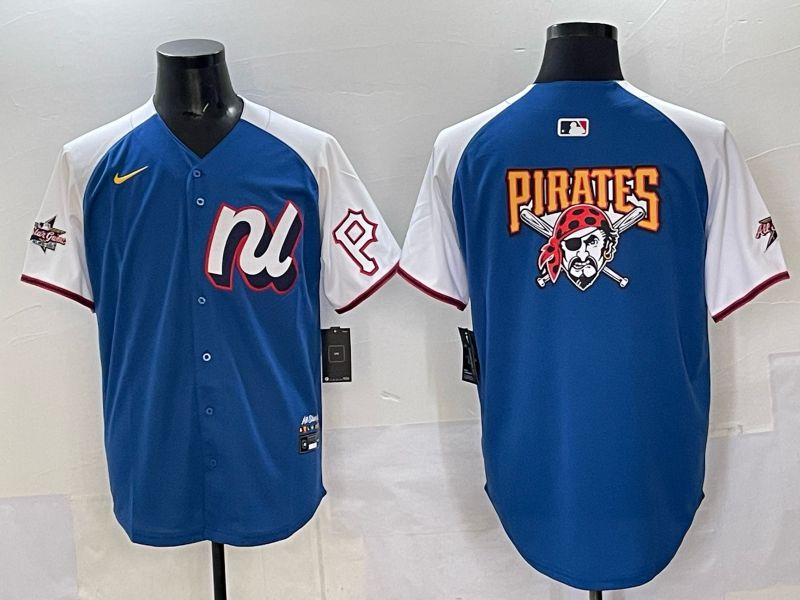 Men Pittsburgh Pirates Blank Blue All star 2025 Nike MLB Jersey style 03->pittsburgh pirates->MLB Jersey